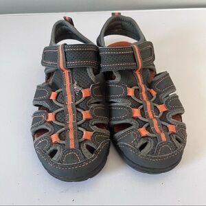 Boys Closed Toe Outdoor Hiking Adjustable Sandals Grey Orange 11